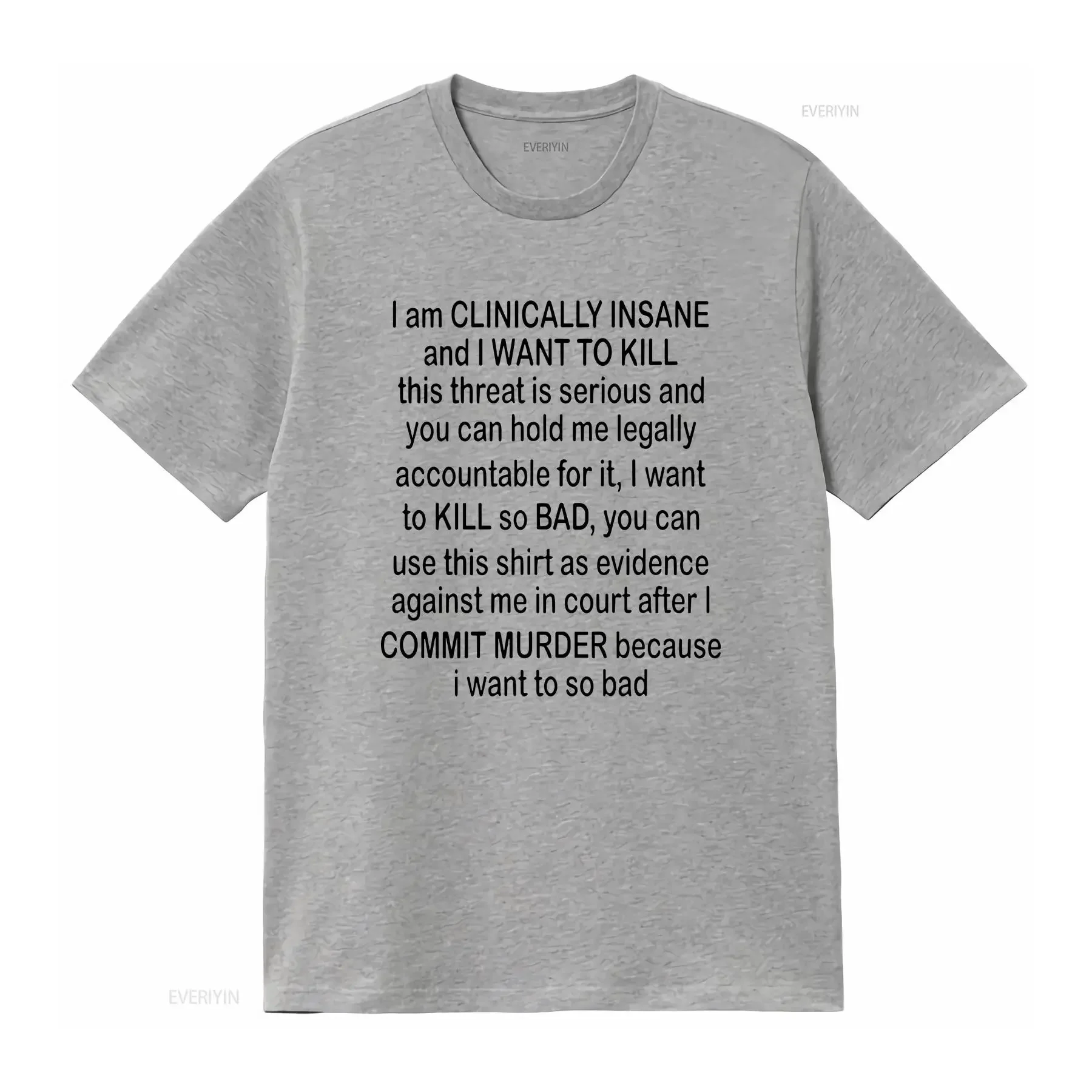 I Am Clinically Insane Printed Women's T-shirt Vintage Washed Versatile Fashion Designer Casual Streetwear Tops Women's Clothing