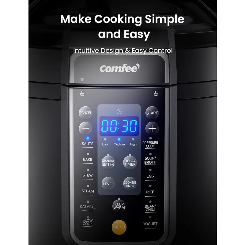 كومفي '9 في 1 قدر الضغط الكهربائي، 6 كيو تي طباخ متعدد فوري Olla de Presion طباخ بطيء طباخ الأرز باخرة وعاء غير لاصق