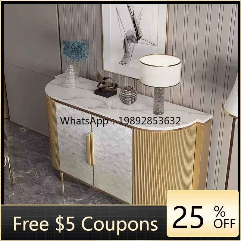 1LYY Light Luxury Entryway Modern Minimalist Living Room Entryway Storage Wall-Mounted Marble Decor American Style Sideboard