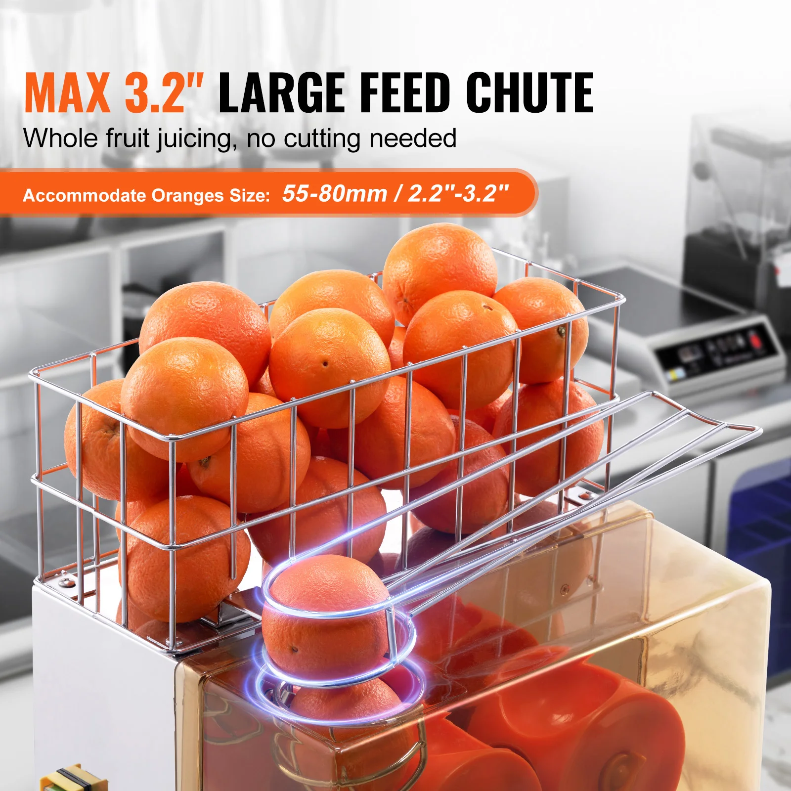 SucceBuy Commercial Orange Juicer Machine Automatic Juice Extractor Stainless Steel Orange Squeezer  with Pull-Out Filter Box﻿