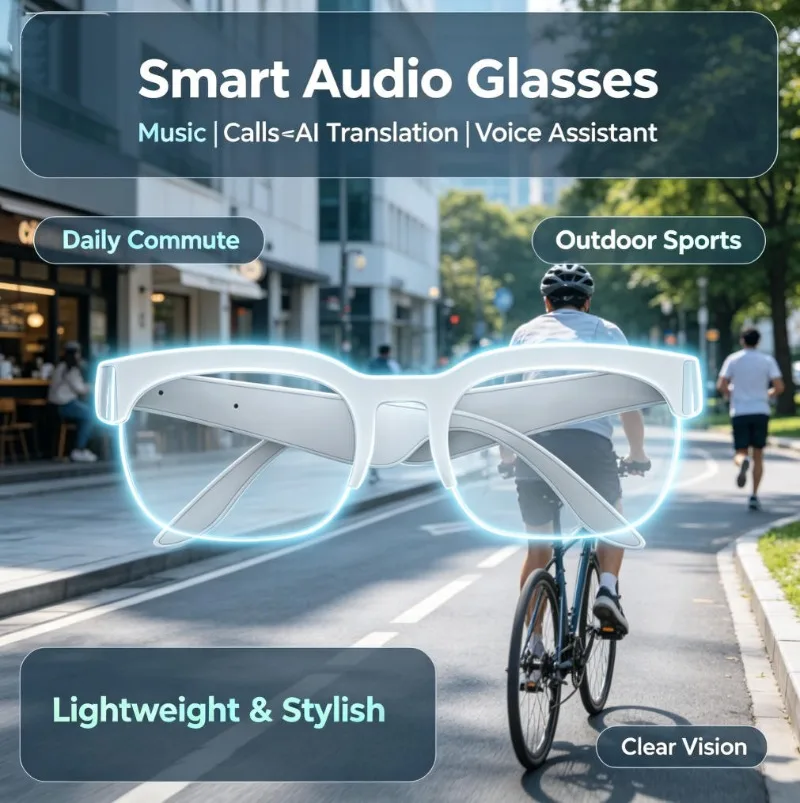 Bluetooth Smart Sports Glasses Touch Control Audio Sunglasses Wireless Headphones with Mic for Cycling Running Driving view 4