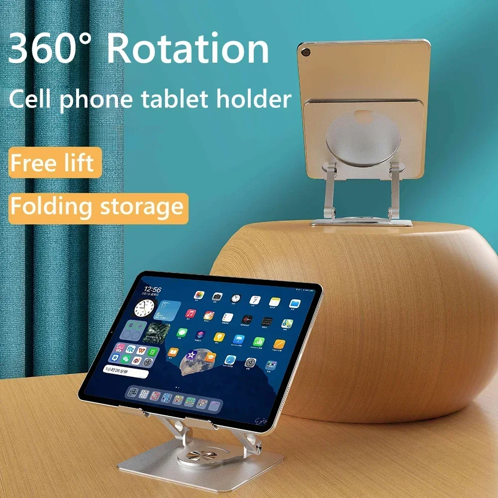 360 Rotation Foldable Cooling Bracket Support Tablet Holder Hollowed Adjustable Height for 4-13Inch Phone Tablet iPad Desk Stand