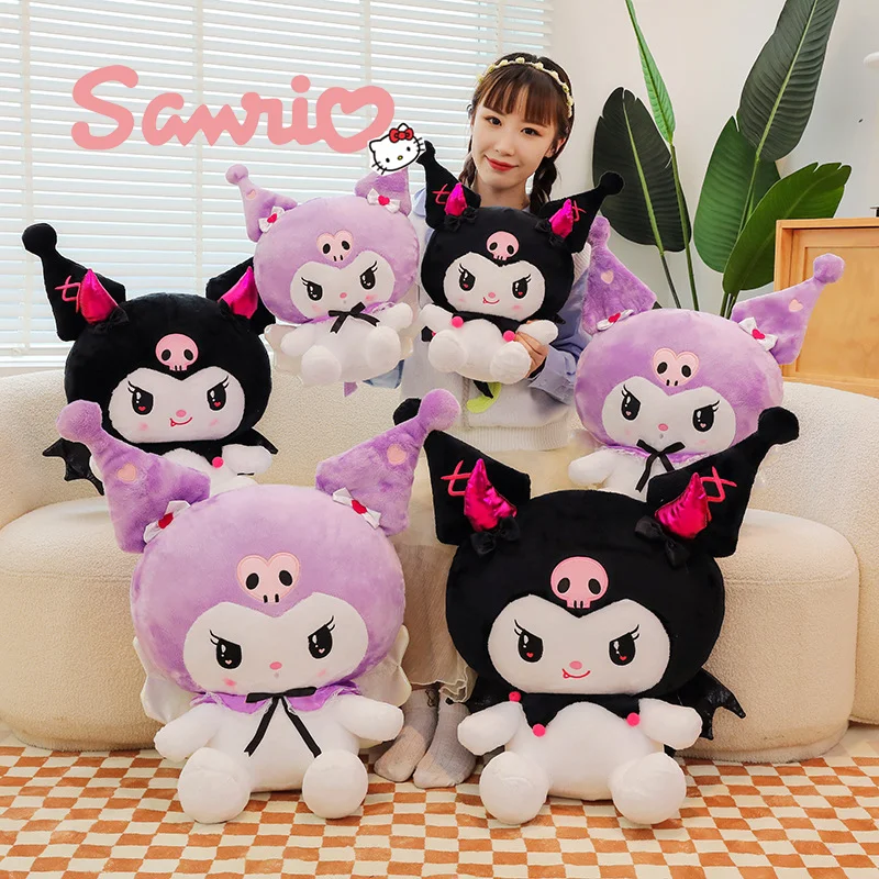 Sanrio Cartoon Demon Kuromi Plush Toy Cute Angel Soft Stuffted Toy Room Decoration Doll Cushion Pillow Children Christmas Gift