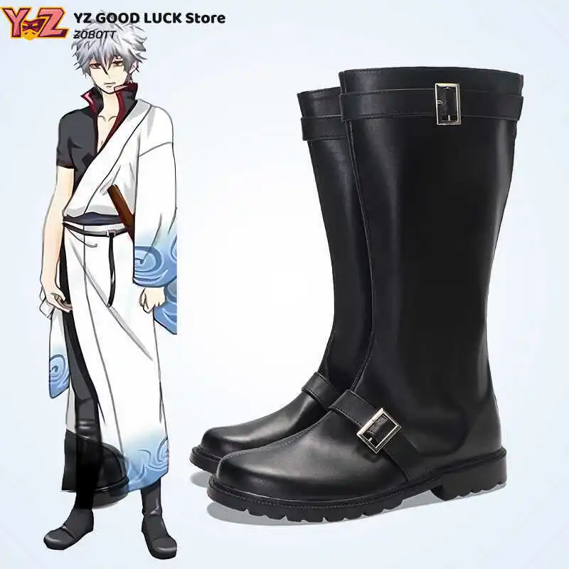 Cosplay Shoes Boots Silver Soul Bantian Silver Cos Shoes Custom Large Size Heightening Comic-Con Anime Shoes To Map Customizatio