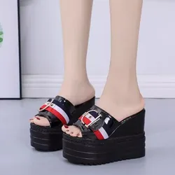 12CM Women Bottom Wedge Slippers Summer Fashion With All-Match Sexy Thick Soled Sandals Shoes Women Flip Flops Slipper Female