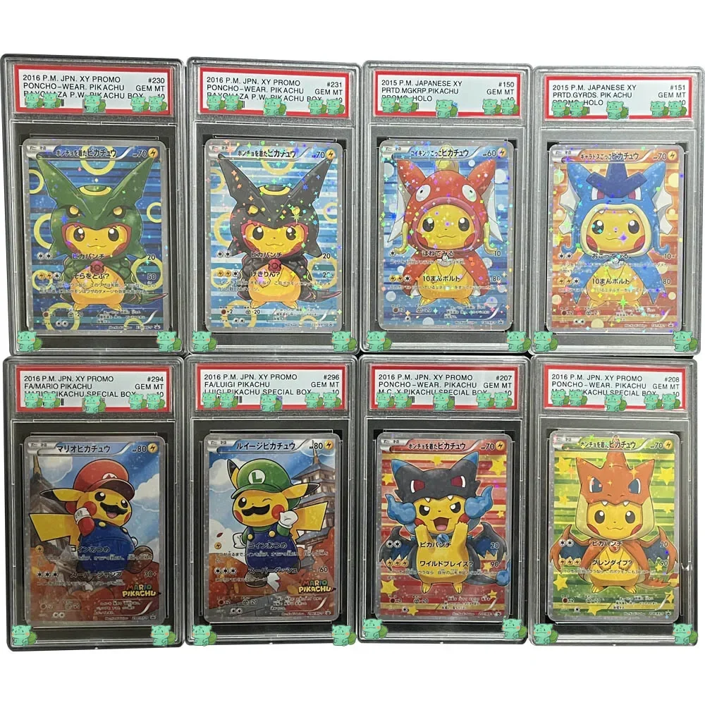 Anime Rating Collection Card PTCG P.M.JPN.XY PROMO PONCHO-WEAR GEM MT 10Points Card Holographic Label Display Replica Gifts