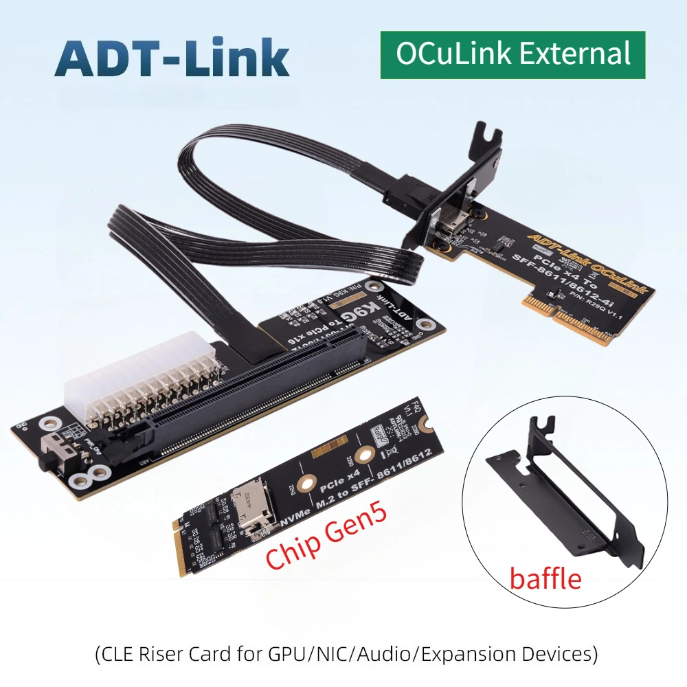 EGPU OCuLink 8611 GPU Dock PCIe 5.0 x4 M.2 PC Notebook Laptop to M2 External Video Graphics Card for NVIDIA RTX5090 AMD RX9070xt
