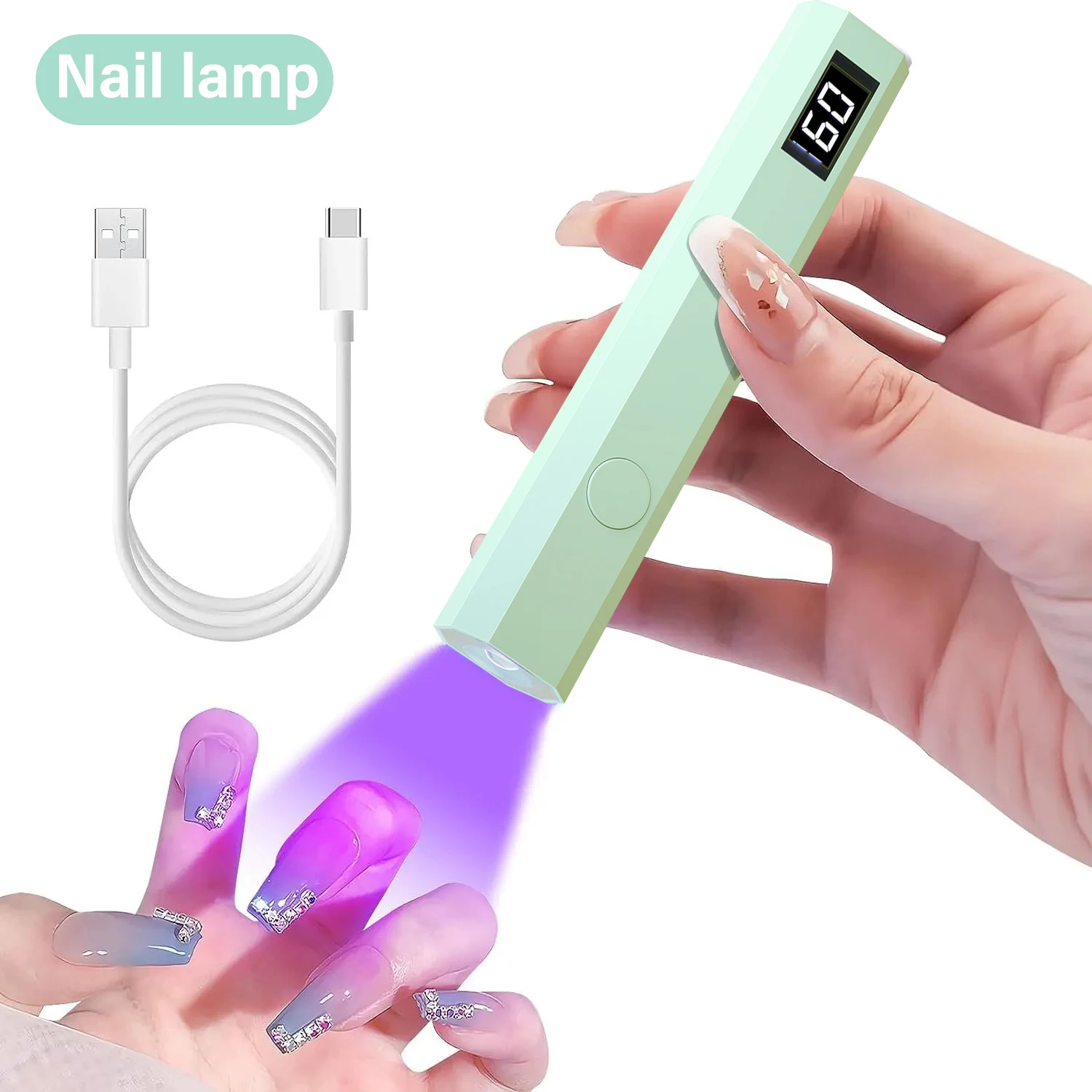 YIKOOLIN Handheld UV/LED Light for Nails with LED Display Small Portable Mini UV Light Portable Light Therapy Lamp Nail