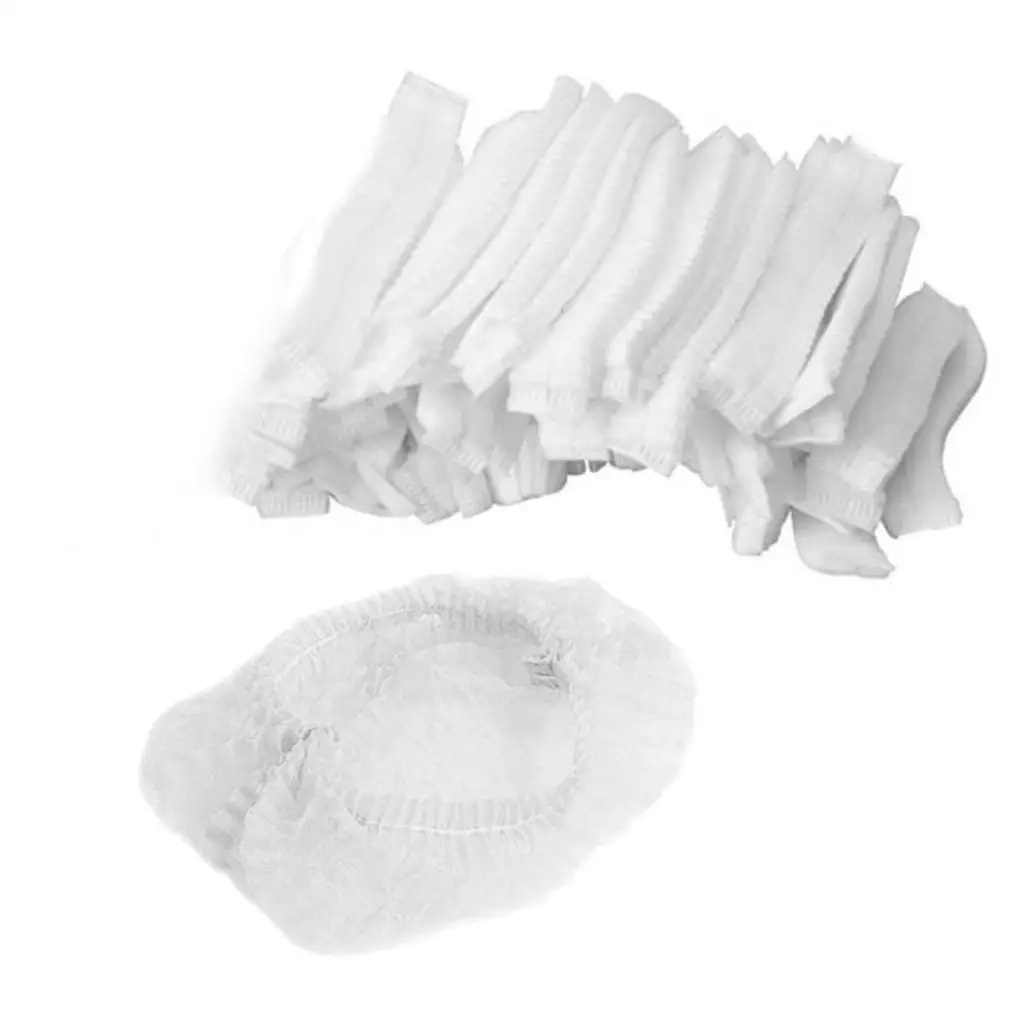50pcs/pack Disposable Hair Caps Nets Tanning Catering Cap Non-woven Elastic Stretch Disposable Hair Cap