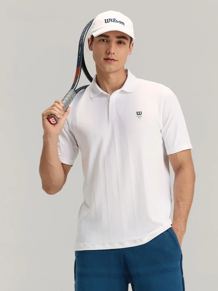 

Wilson Men's Summer New Knitted Tennis Sport irt ort Sve One-Piece Weaving 2025 Casual Faion Sportswear