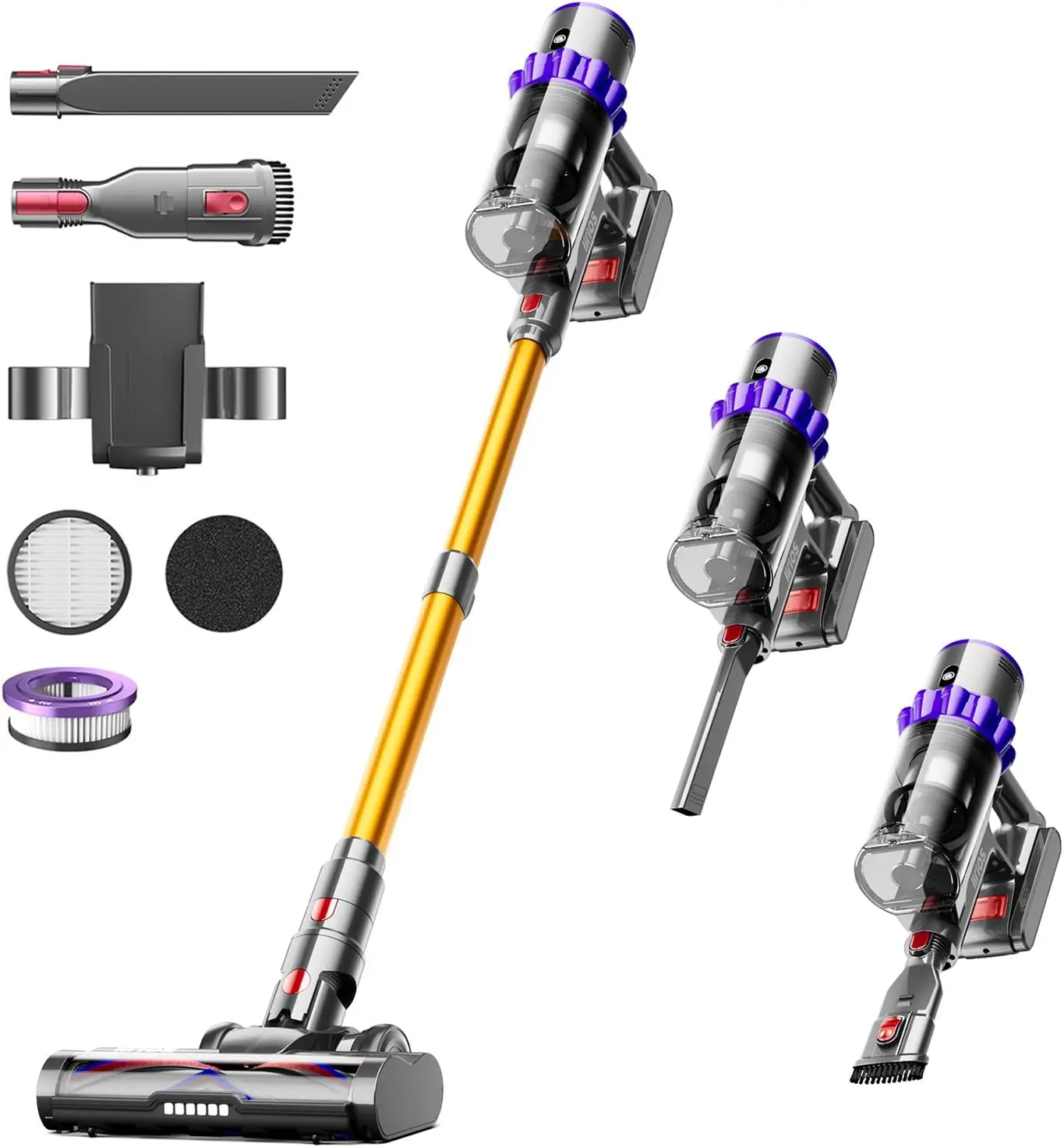 

600W Cordless Vacuum Cleaner, 50KPA Suction, 65Mins Runtime, Self-Standing Design for Home Use