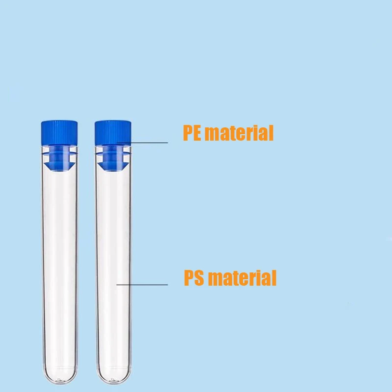 10Pcs / Pack 12x60mm Transparent Laboratory Transparent Plastic Test Tube with Starting Cap School Laboratory Supplies