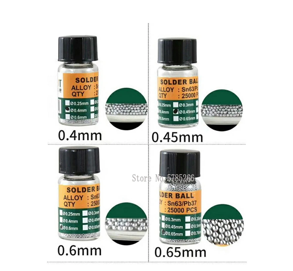 1 Bottles BGA Reballing Balls ( 0.25 0.3 0.35 0.4 0.45 0.5 0.55 0.6 0.65 ) BGA Solder Ball leaded For BGA Rework Repair Tools
