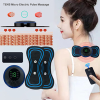 Portable Electric Neck Massager Pain Relief Body Massage Tens Muscle Stimulator Cervical Spine Massage Stickers Health Care