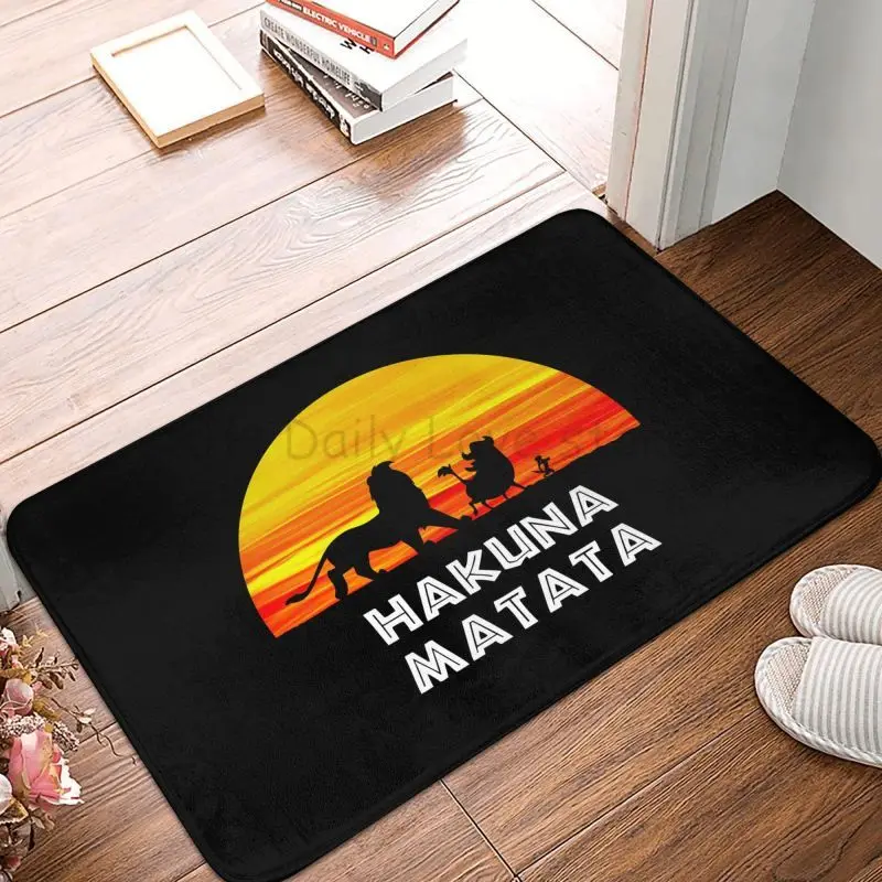 Коврик для двери Hakuna Matata на заказ, нескользящий передний входной напольный коврик, мягкий фланелевой коврик для ванной комнаты, спальни, кухни