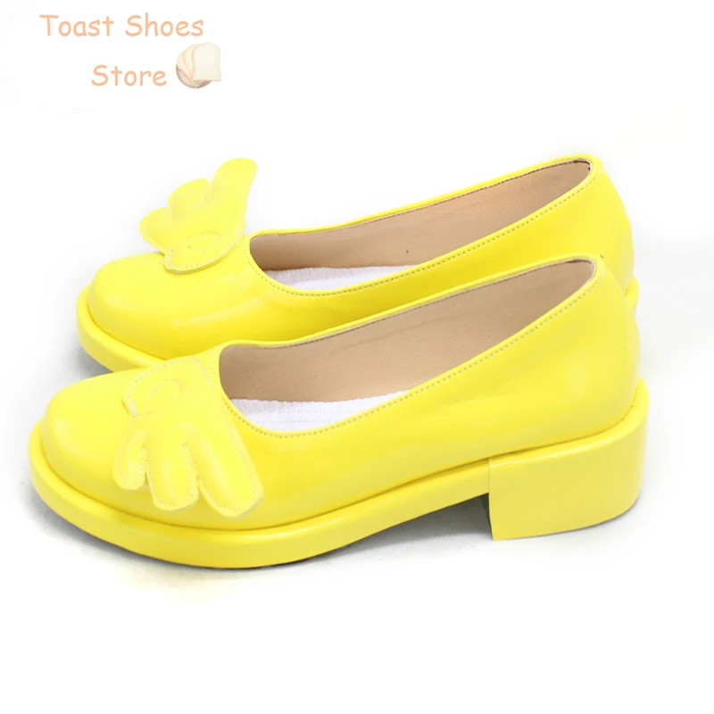 Chaussures de Cosplay Sakura en Cuir PU Jaune et Blanc, Bottes de Carnaval d'Halloween, Accessoires de Costume