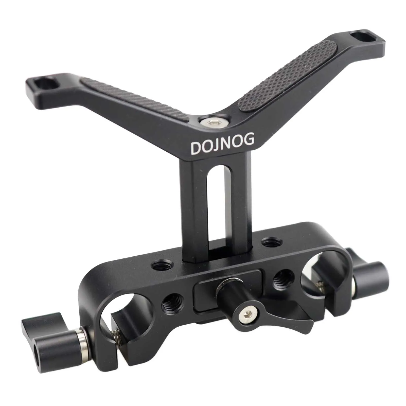 DOJNOG Camera Universal Lens Support Bracket with 15mm Double Rod Clamp, Compatible with Camera Shoulder Rig with 15mm Rods