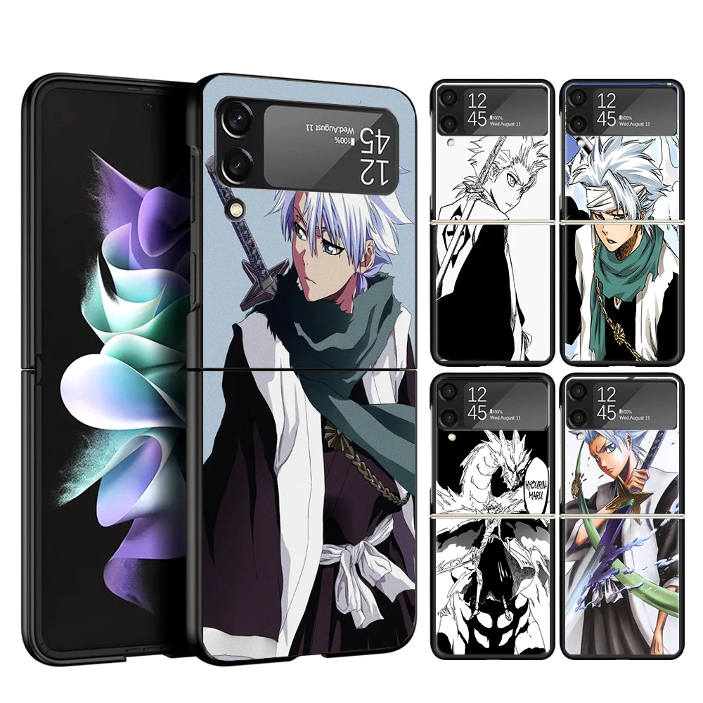 Bleach Hitsugaya Toushirou Case Phone Cover for Samsung Galaxy Z Flip 7 6 5 4 3 5G ZFlip7 ZFlip6 ZFlip5 ZFlip4 ZFlip3 Black Fund