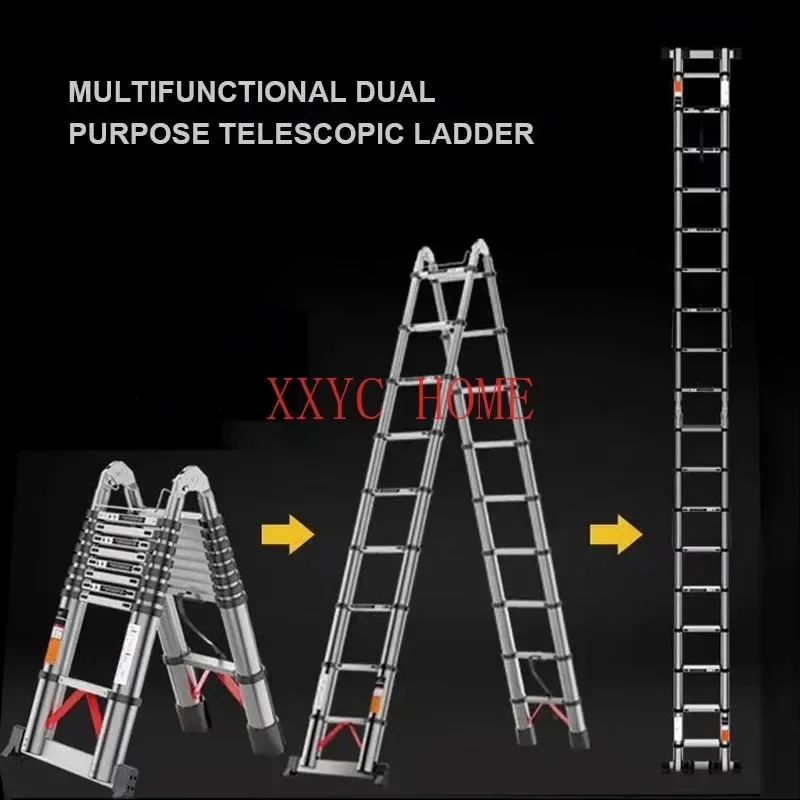 

3.4/4.2M Household Telescopic Ladder Portable Thickened Ladders Engineering Outdoor Folding Ladder