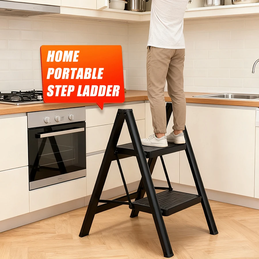Ladder Folding Step Stool with Extra Wide Treads Portable Lightweight Home Ladder Kitchen Ladder Easy to Store Space Saving Capa