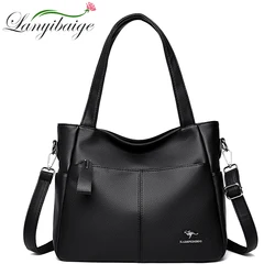 High Quality Soft Genuine Leather Messenger Bags Women Cow Leather Handbag Luxury Satchel Female Shoulder Crossbody Sac Tote Bag