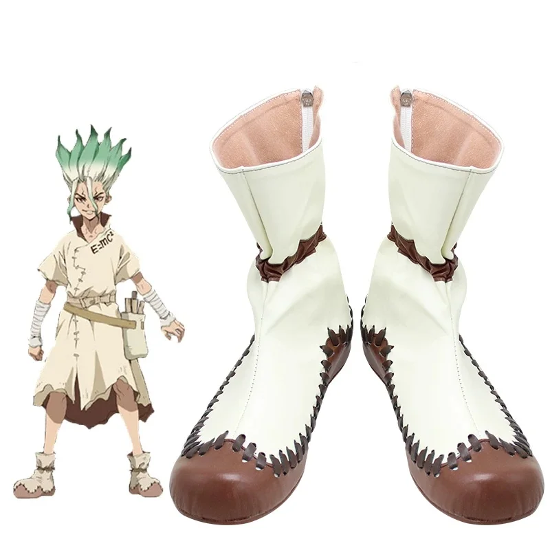 Dr.Stone ‌Senku Ishigami‌ Cosplay Shoes Boots Anime Handmade Faux Leather Boots Custom Made