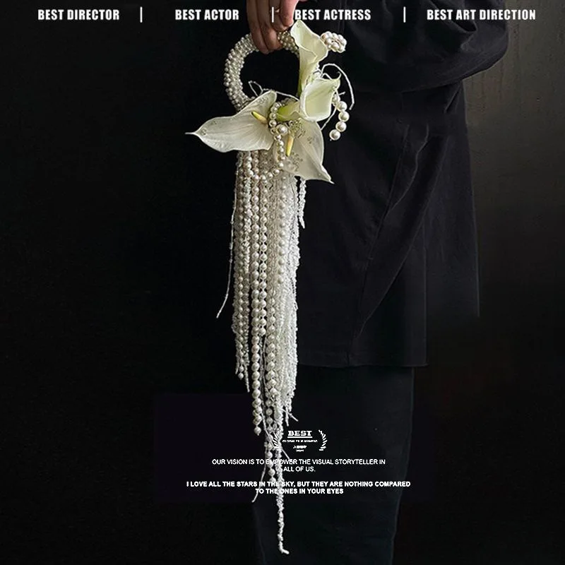 Atmosphere Premium Pearl Calla Lily Hand Flower DIY Material Package Bridal Wedding Bouquet Photo Presentation Ceremony