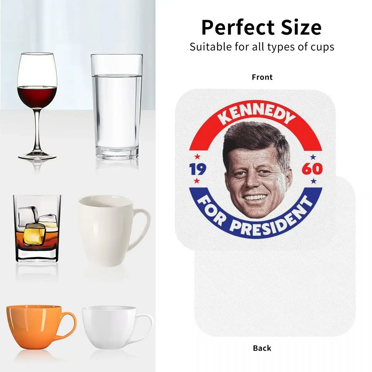 مفارش مطبخ لديكور المنزل ، مفارش قهوة ، وسادات أدوات مائدة منزلية ، فنجان مطبخ ، John F ، FK costers ، JFK in our ، طقم من 4