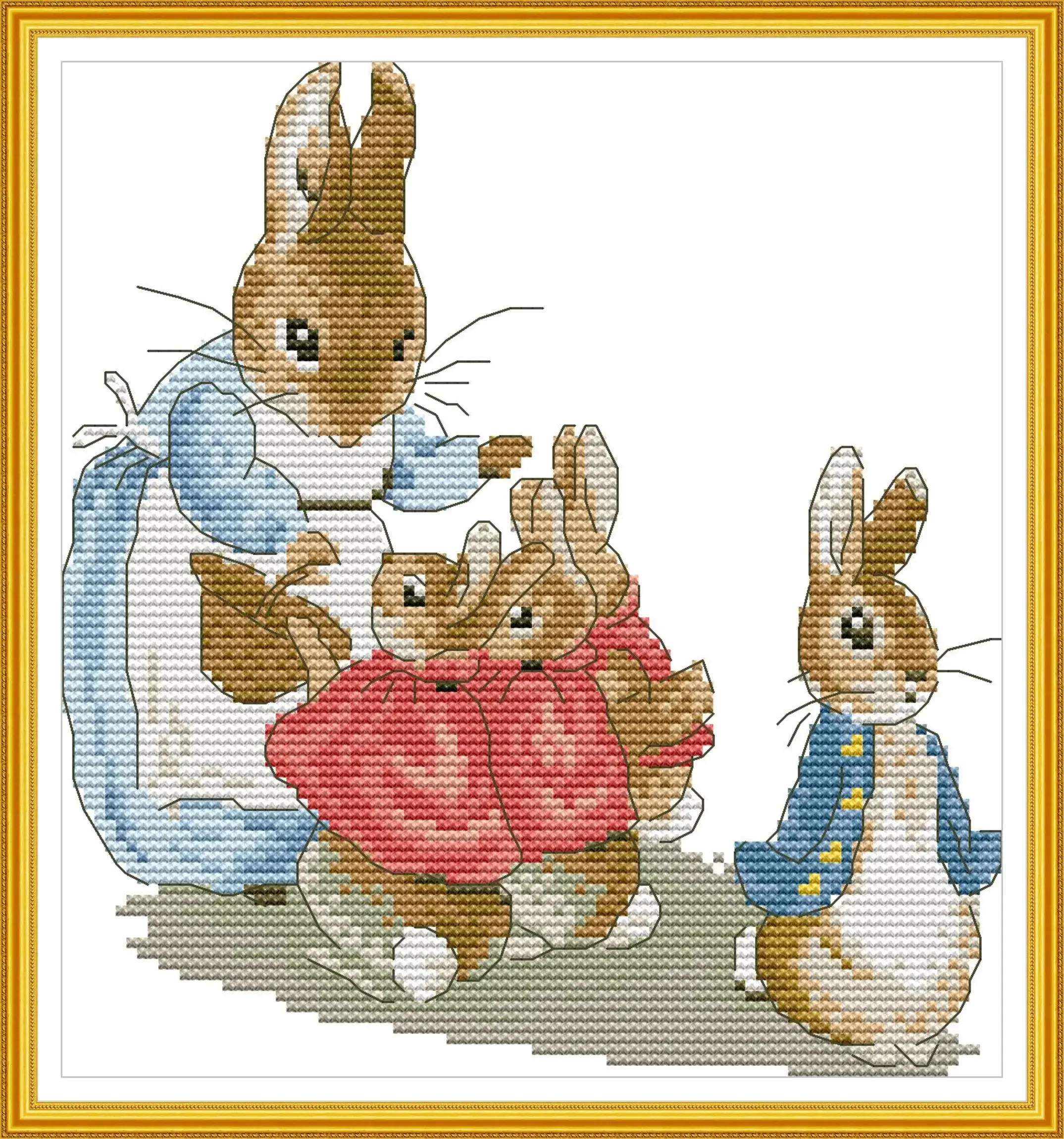 Joy Sunday New Printed Cross Stitch Kit DIY Easy Pattern Aida 14/11CT Stamped Fabric Embroidery Set DIY Needleworks-Peter Rabbit