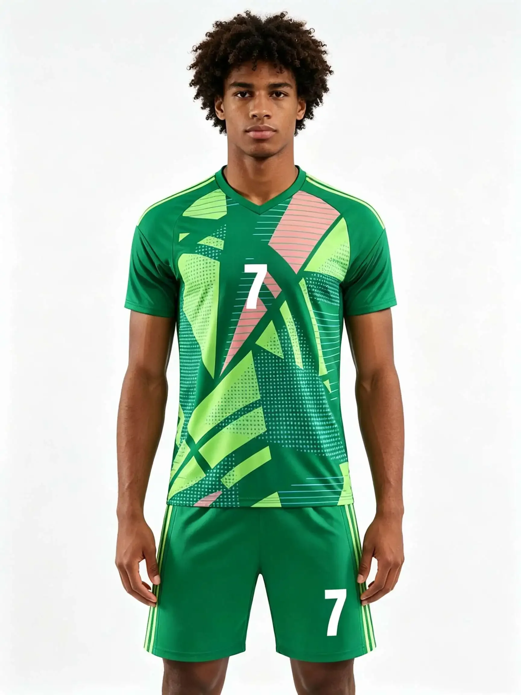 26/27 Unisex Blank Soccer 2‑Piece Set, Kids Adults Parent‑Child Kit, Custom Goalkeeper Green 7 for School Outdoor Team Sports