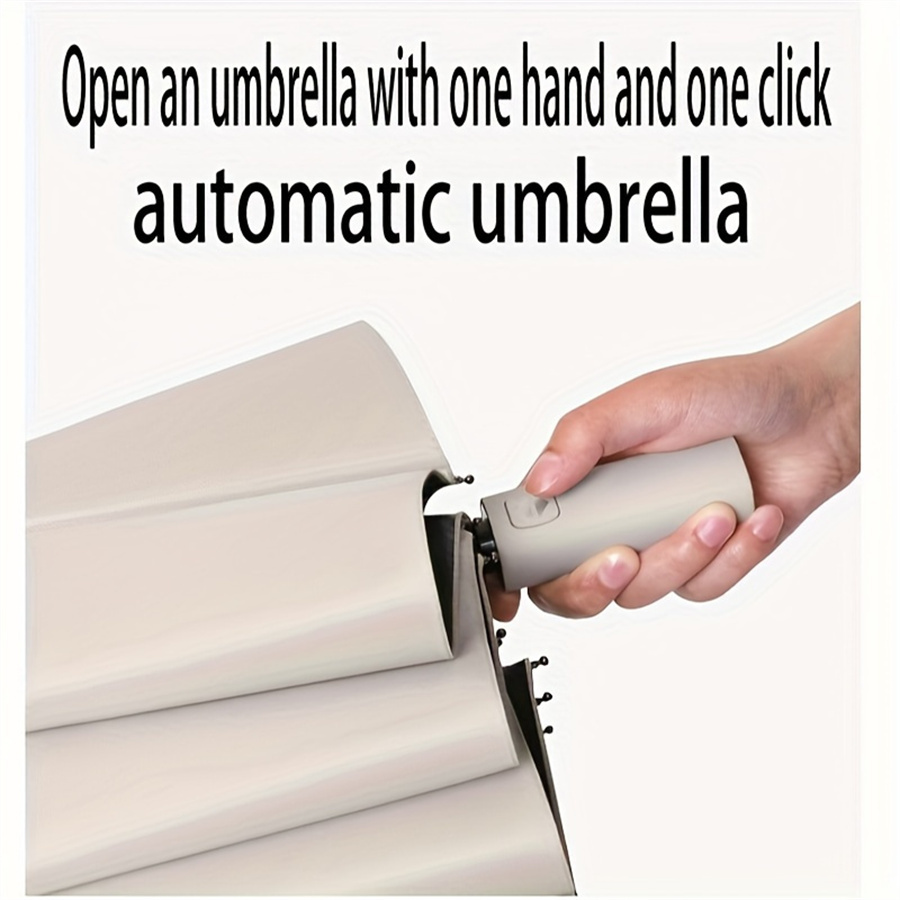  12 Bone Black Glue Fully Automatic Umbrella With Thick And Durable Keel Three Fold Umbrella UV Resistant Folding Umbrella 
