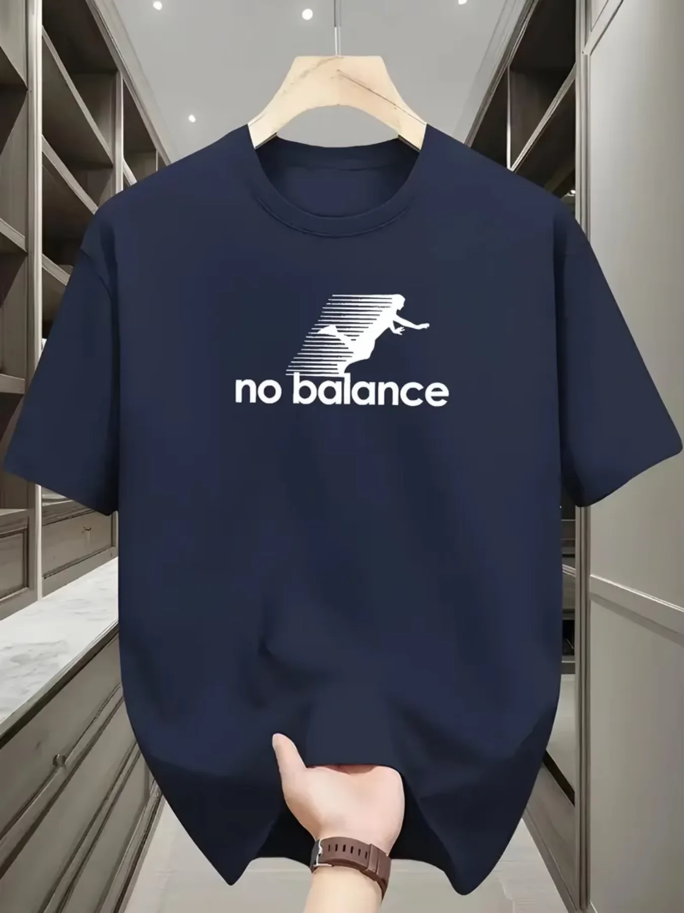 2026 Baumwoll-Sommer-Herren-T-Shirt aus weichem, atmungsaktivem Stoff mit No-Balance-Buchstabenmuster-Print – Vielseitiges Stück, ideal für den täglichen Pendelverkehr – Detail 5