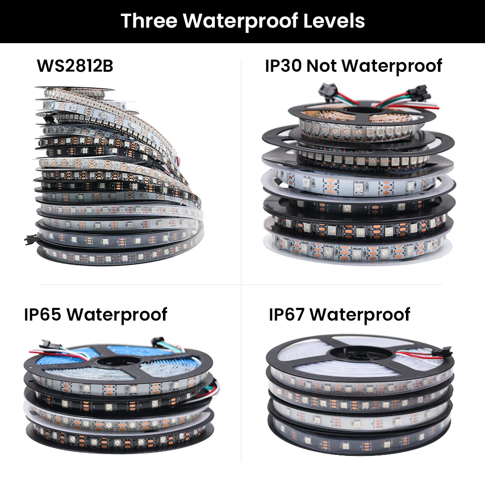

DC5V WS2812B LED Strip Individually Addressable 28Keys Bluetooth Music Controller Kit 30/60/74/96/144 LED Smart Pixels LED Light