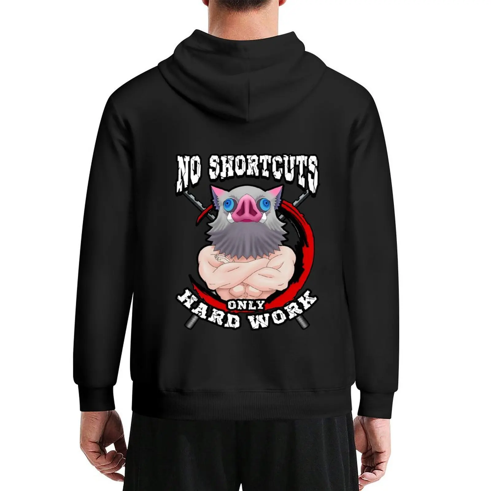 

Inosuke No Shortcuts Only Hard Work Gym Tee Hoodie autumn autumn jacket men korean style clothes mens hoodies