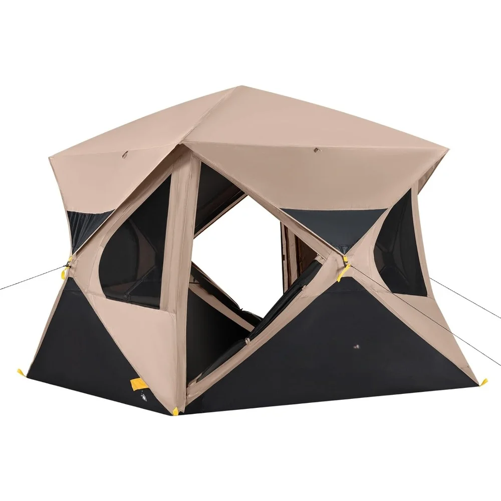 

Pop-up camping tent, set up in 60 seconds with rain fly and wind protection for outdoor camping and backcountry travel.