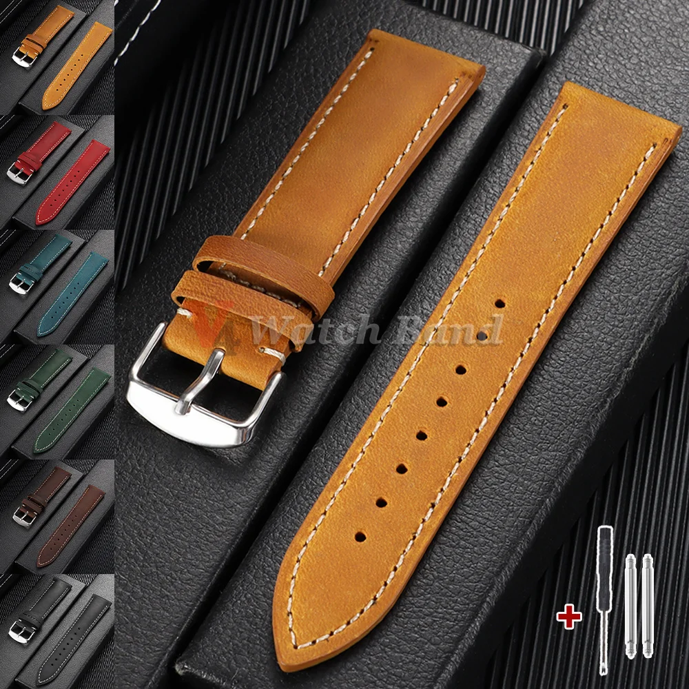 Bracelet de montre vintage en cuir de vachette marron foncé 20mm 22mm, bracelet de montre en cuir de course vintage pour Seiko, Rolex, Samsung Watch8/7/6/5/4