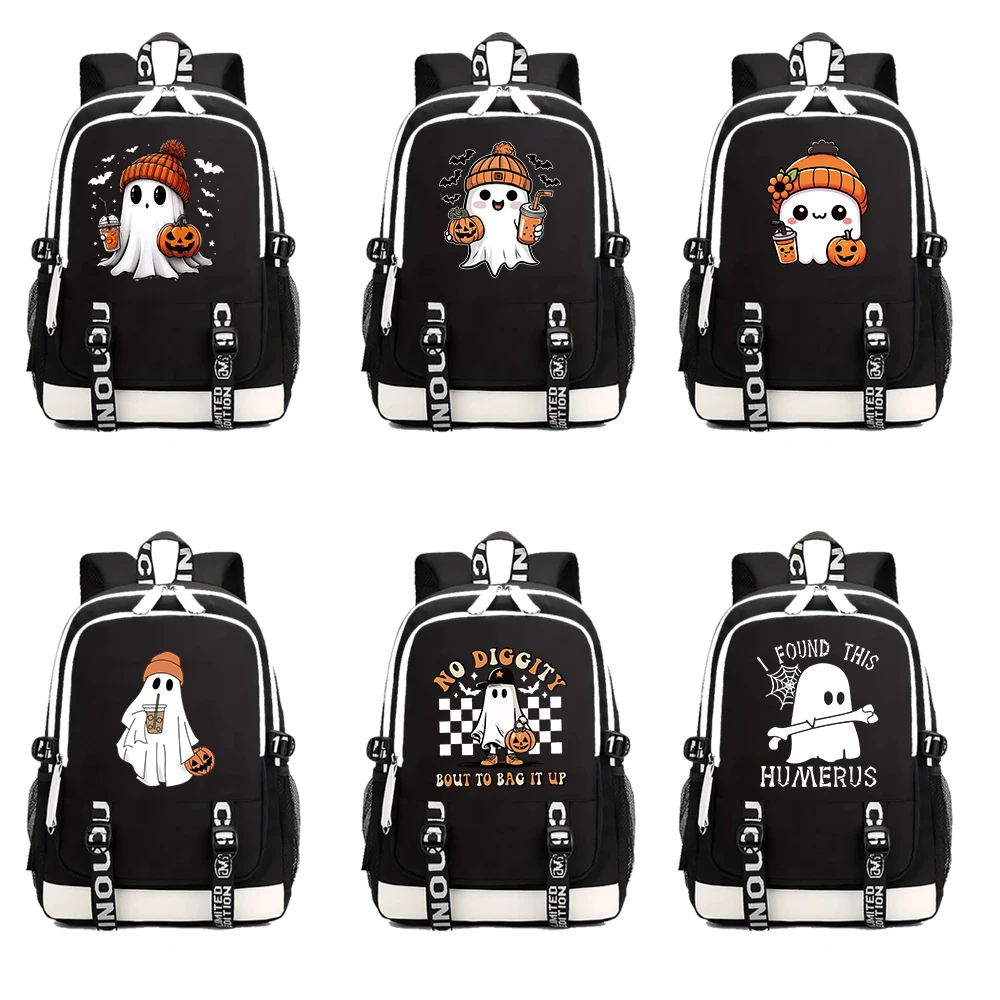 Spooky Season  Backpack Halloween Pumpkins Ghost Backpacks Boys Girls School Bag for Teenager Happy Halloween Laptop Backpack