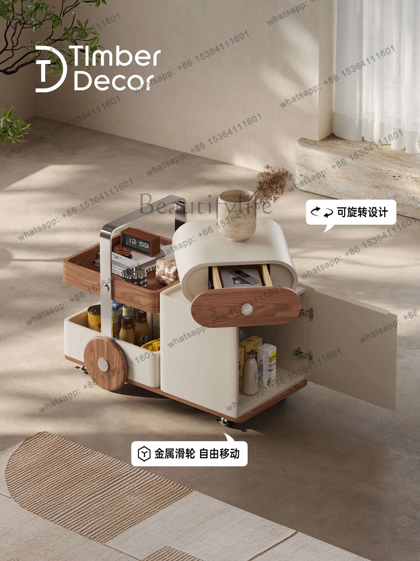 LD25 Italian minimalist mobile cart multifunctional rack with rollers
