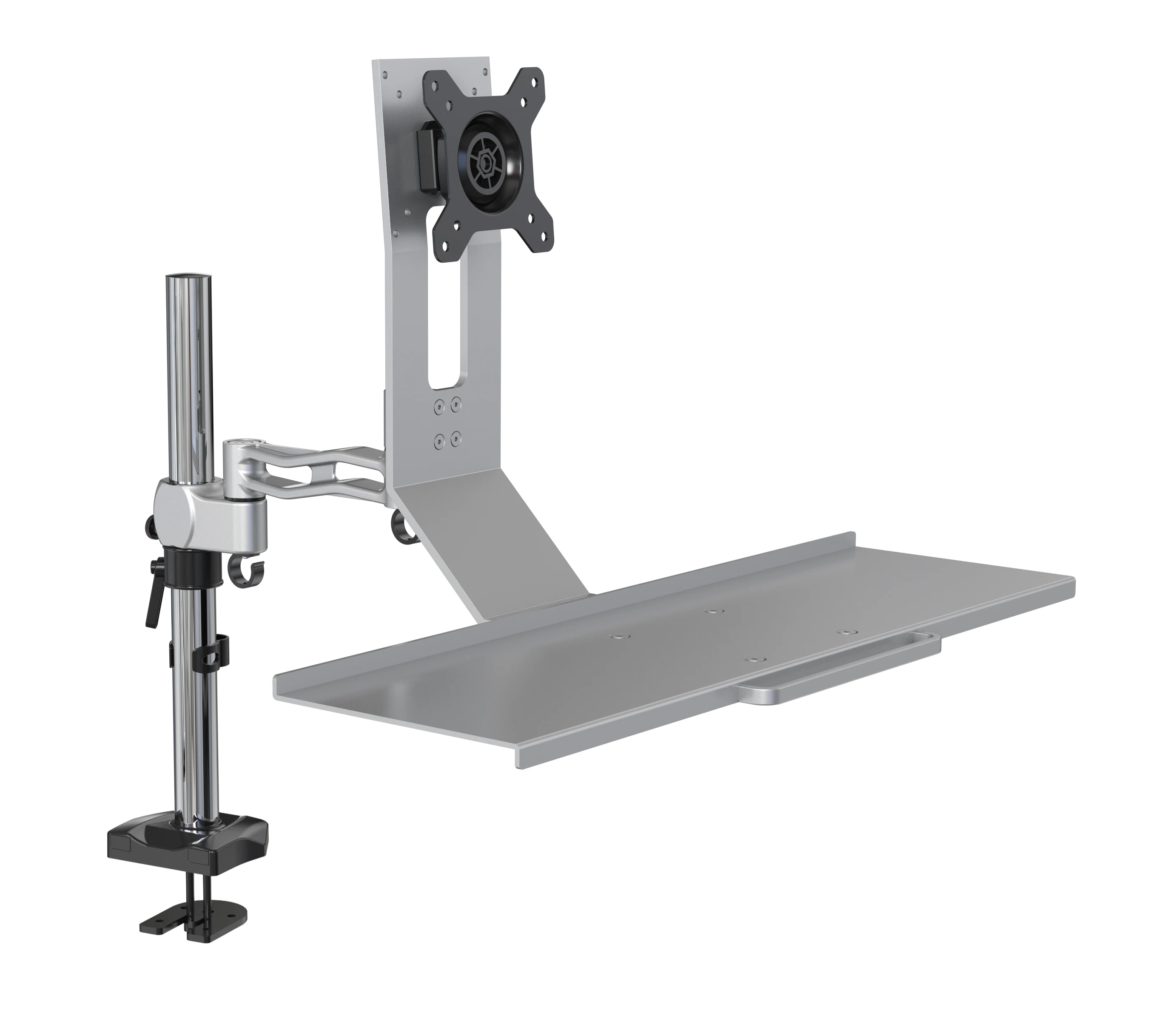 New Monitor Arm Stand With Keyboard Tray For Ergonomic Office Workstation Aluminum Alloy 20kg Capacity