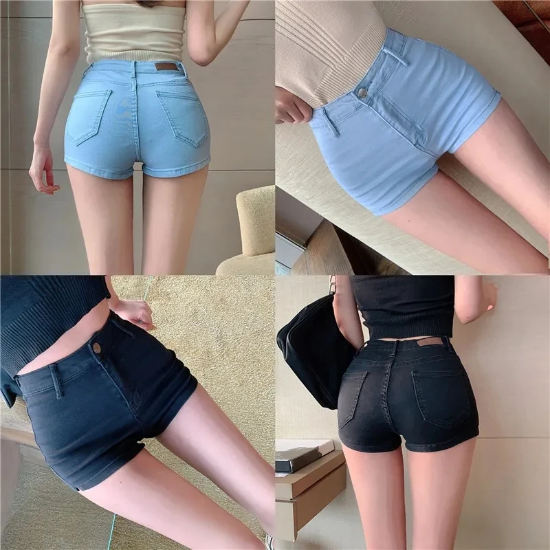 

High Waist Streetwear Denim Shorts Women High Waist Shorts Woman Button Cotton Booty Short Jeans Ladies