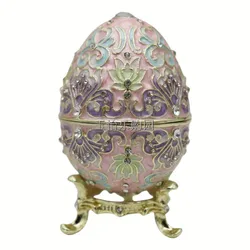 Green Faberge Style Egg Trinket Box - Unique Hand Painted Enameled Jewelry Box,Collectible,Unique Gift for Home Decor