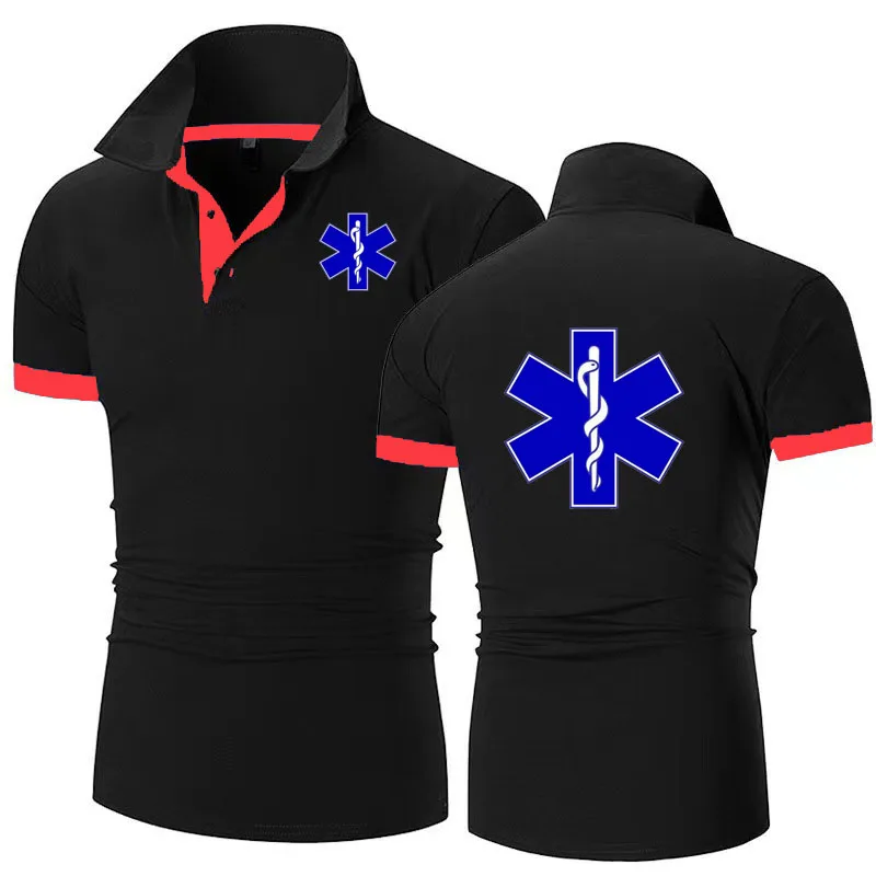 EMT Paramedic Emergency Medical Services polo shirt Men Casual T-shirt High Quality matching color cotton Mans Lapel shirt top