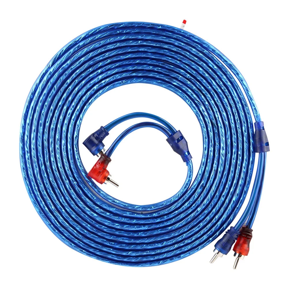 Blue Audio Cable Car Audio Cable Audio Cable 5 Meter AUTO Car Blue Transparent RCA Audio Interconnect Cable Ultra Flexible