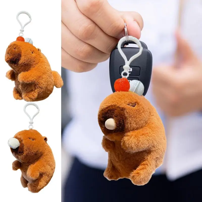 Recheado de pelúcia Animal boneca Keychain Pingente chave de pelúcia Fibra de poliéster Decoração para as chaves do carro Mochila