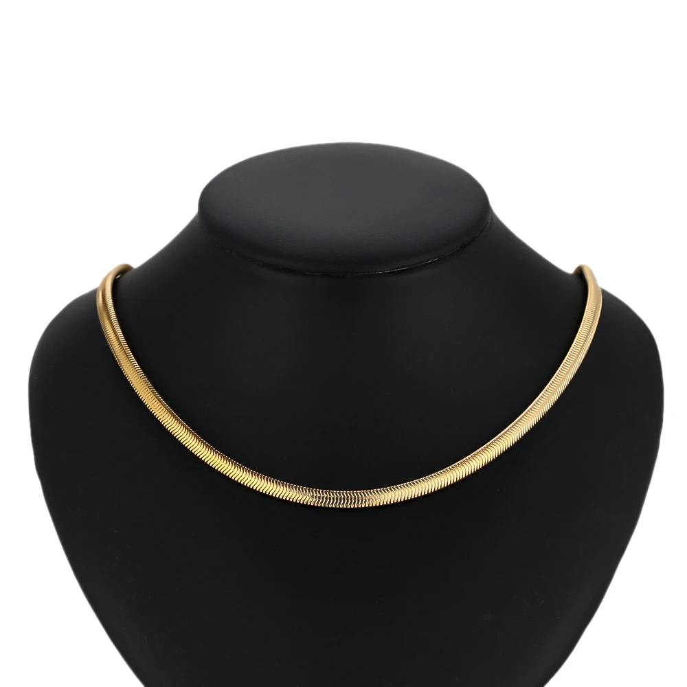 1Pcs  Stainless Steel 4mm Snake Choker Necklace 16 Inches Women Trendy Necklaces with 5cm Extended Chain DIY Jewelry Findings