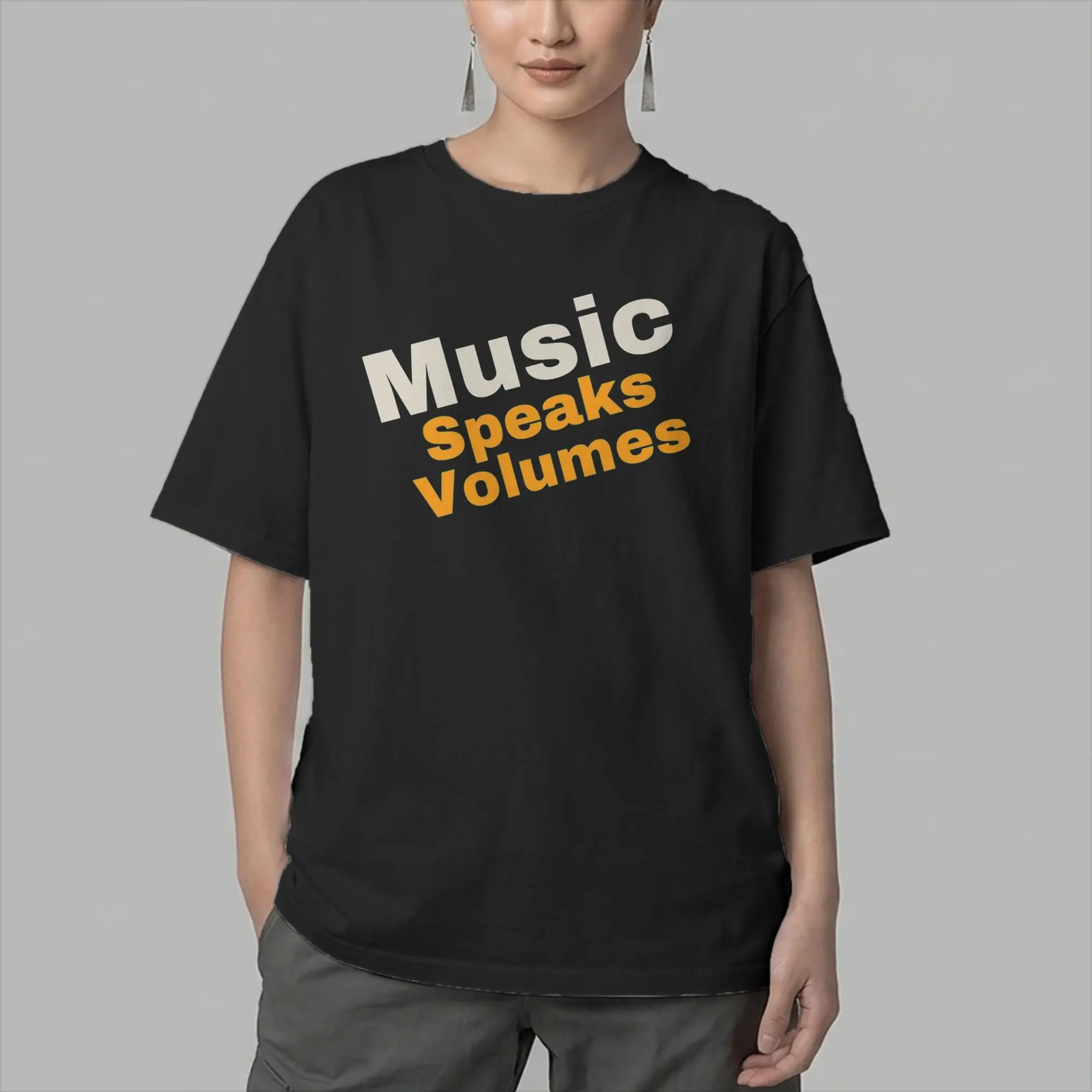 Music Speaks Volumes T Shirt for Men Cotton Funny T-Shirt O Neck  Tee Shirt Short Sleeve Clothing Birthday Gift