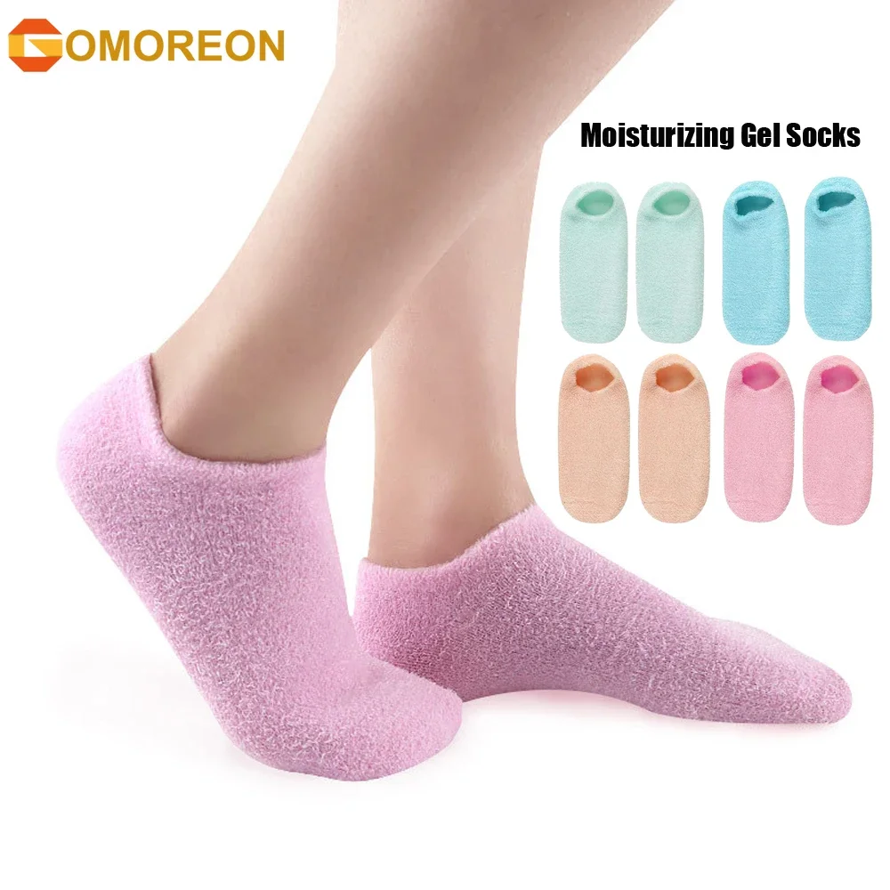 

GOMOREON 1Pair Moisturize Soften Repair Cracked Skin Moisturizing Treatment Full Gel Jojoba Oil Vitamin E Spa Socks