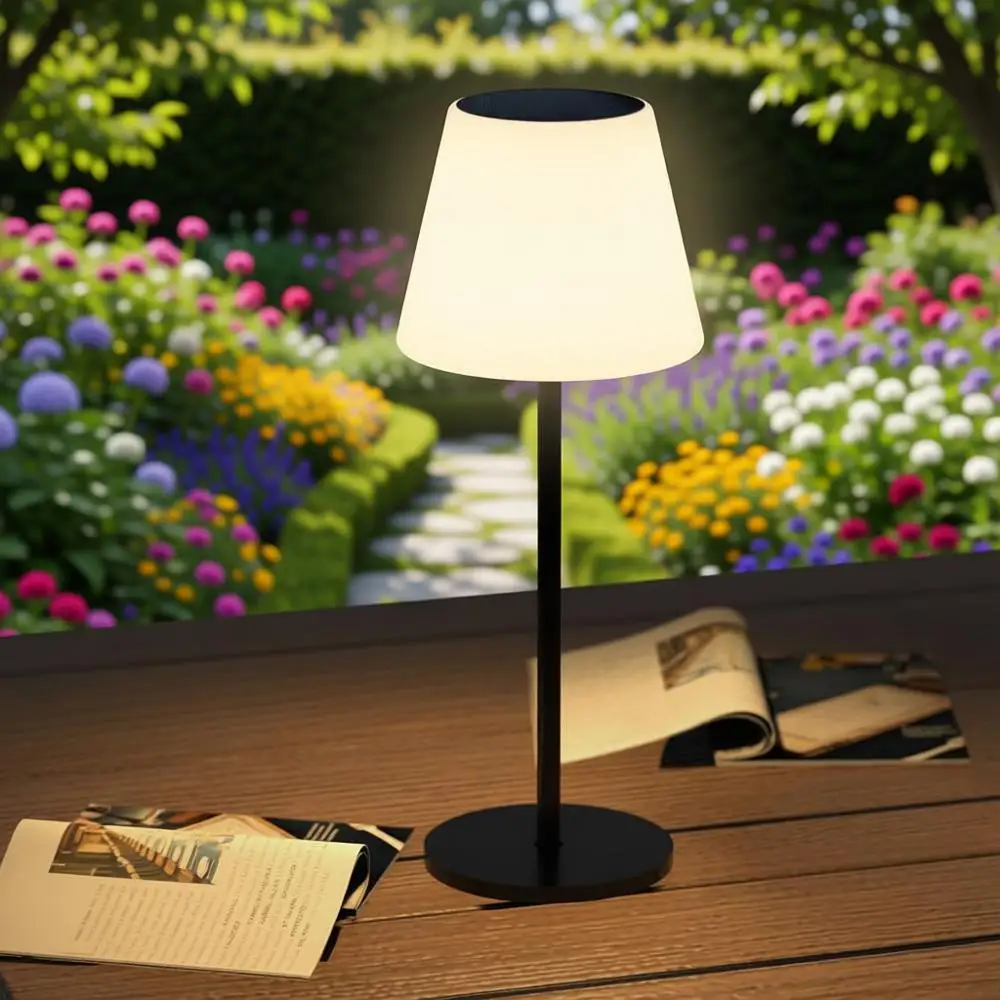 

Table Lamp Outdoor Waterproof with Light Sensor, Outdoor Lamps or Patio, Dimmable Warm White and RGB LED, Portable Night Light o