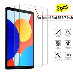 2 Pieces Ultra Clear Screen Protector HD Hard Film Scratch Proof Tempered Glass For Xiaomi Redmi Pad SE 8.7-inch 4G WiFi Display