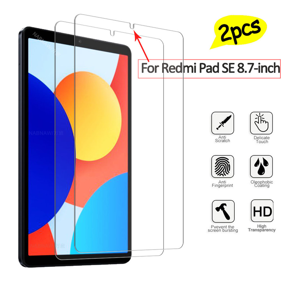  2 Pieces Ultra Clear Screen Protector HD Hard Film Scratch Proof Tempered Glass For Xiaomi Redmi Pad SE 8.7-inch 4G WiFi Display 